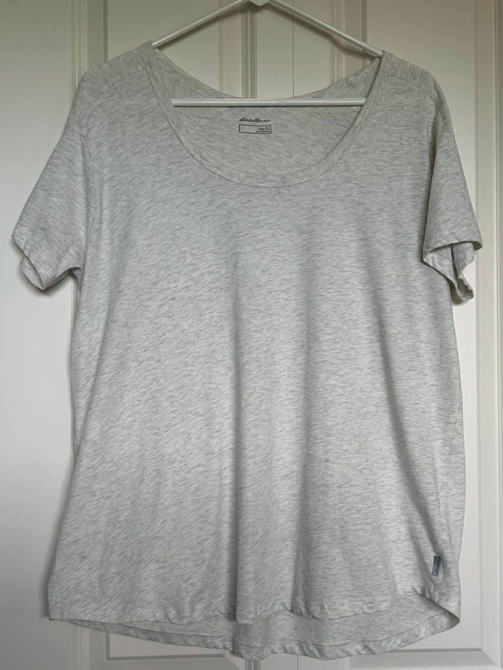 Eddie Bauer Heathered Light Gray Scoop Neck Tee